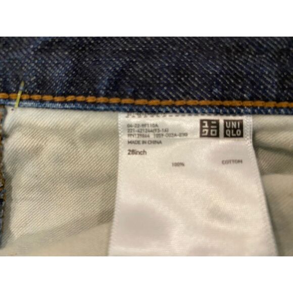 Uniqlo Jeans Mens 28x27 Blue Denim Dark Wash Straight Leg Casual Zip Cotton - Picture 5 of 5